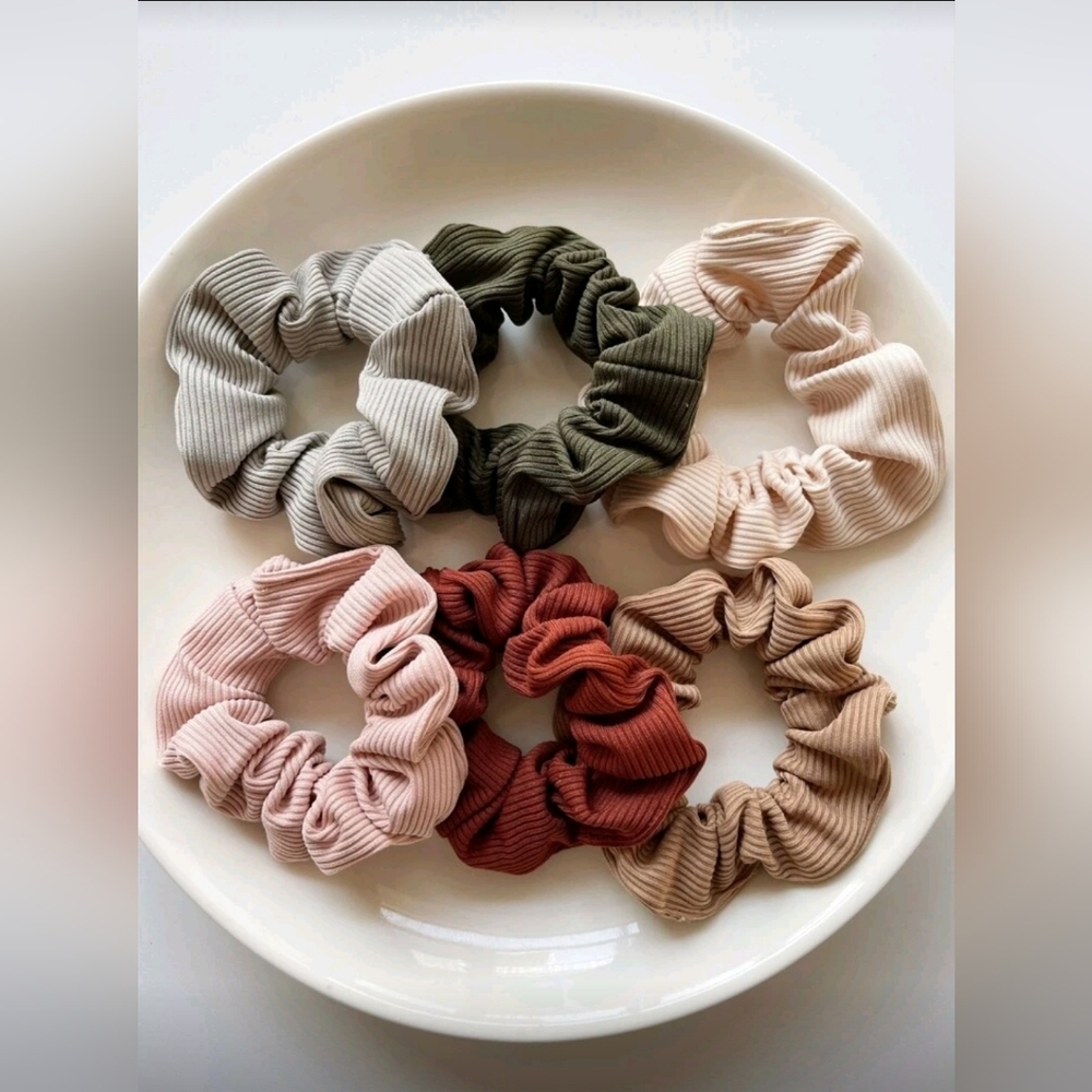 Hair Scrunchies Ribbed Scrunchies Set Of 6